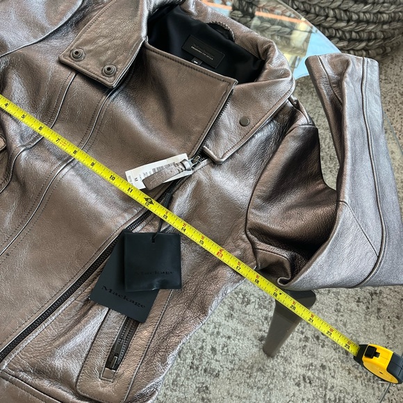 Mackage for Aritzia Women's Jacket Metallic Silver Leather New Moto Biker Sz M - Picture 10 of 17